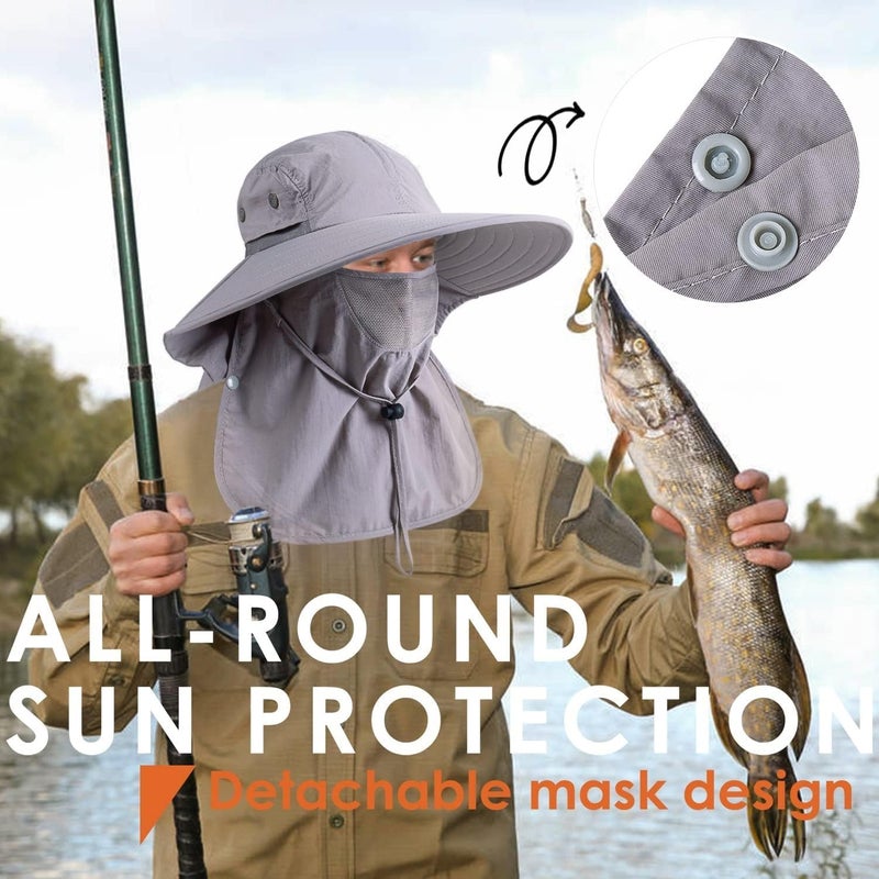 HEEHIPOO Store Mens Women Fishing Hat UPF 50+ Wide Brim Sun Hat with Face Cover & Neck Flap - Image 5